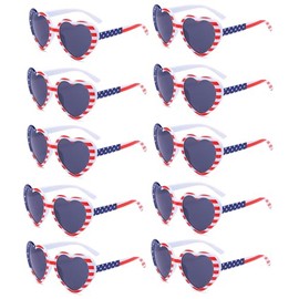 Eyegla Bulk American Sunglasses USA Flag Sunglasses Classic Patriotic Sunglasses 4th of July Party Supplies 10 Pack-Heart