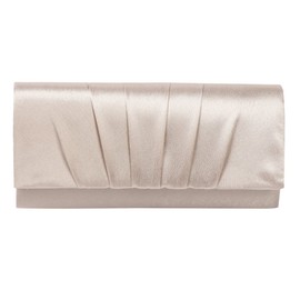 Damara Womens Satin Pleated Clutch Bag Wedding Bridal Prom Evening Handbag,Champagne