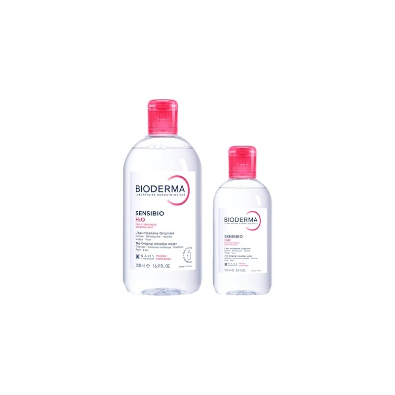BIODERMA, Limpieza para Piel Sensible, Sensibio H2O 250 + 500ML,