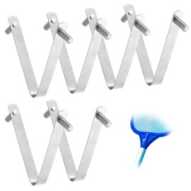Tyqour 6 Pcs Pool Brush V-Shaped Clip Pool Pole Clips Pools Hooks for Poles Stainless Steel Double Pin Spring Button Clip for Brushes Skimmers Pools Net Swimming Spa Brush