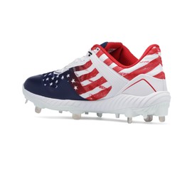 Boombah Victor Men's USA Patriot Metal Cleat White/Navy/Red - Size 8.5