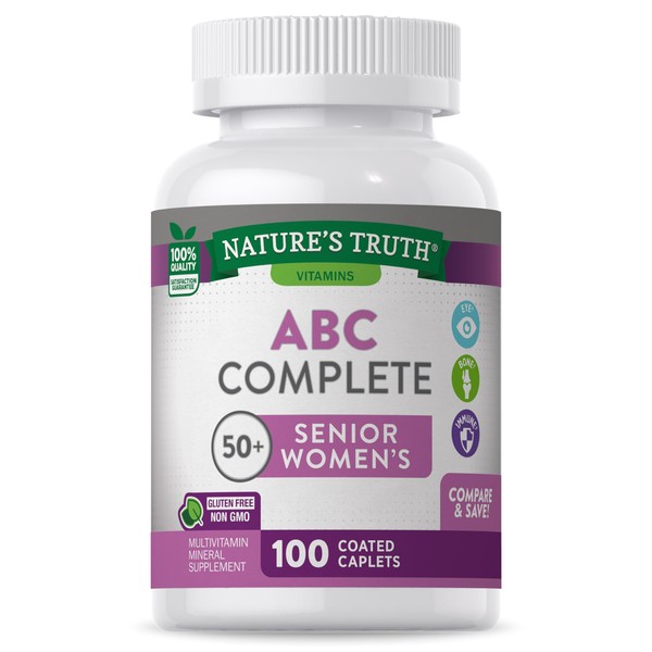 Multivitamin for Women 50 Plus | 100 Caplets | Non-GMO & Gluten Free | ABC Complete Multivitamin | by Nature's Truth