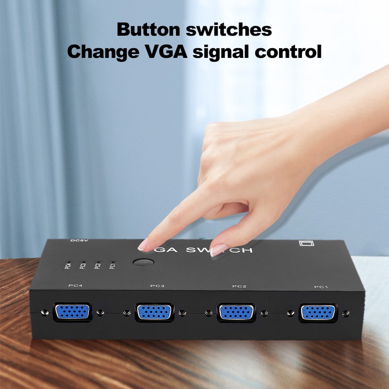 Switcher Video Converter VGA Adapter HD Display Computer Accessories Black