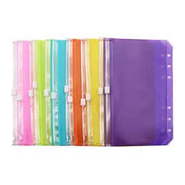 Colorful PVC Binder Pockets 12pcs A6 Binders Zipper Pouch Bag Loose Leaf 6 Holes PVC Zip Organizer Folder for Journal Budget Filing Pocket Bags