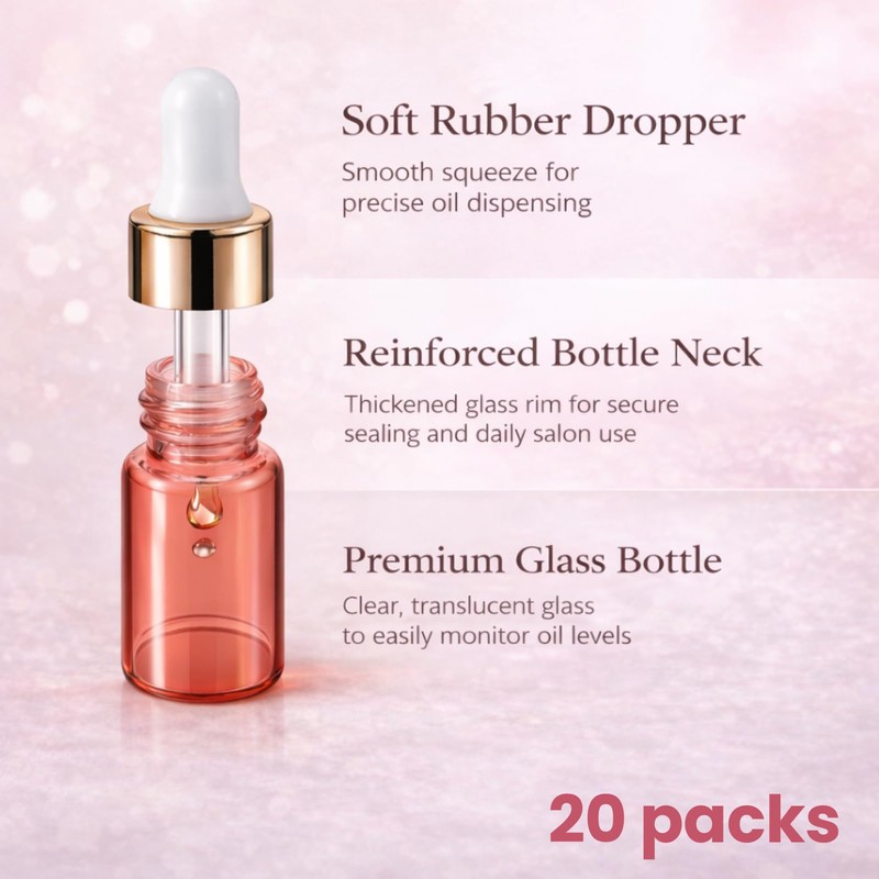 Mocomfor 20 Pack 3ml Empty Cuticle Oil Bottles with Sticker