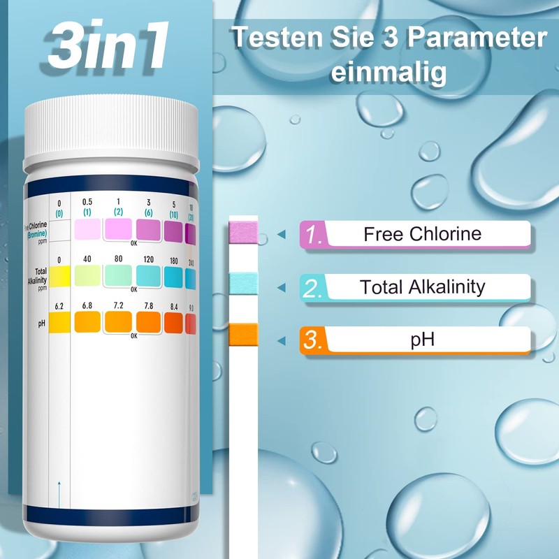 RUNBO 3 in 1 Pool Test Strips Spa 150 Sticks