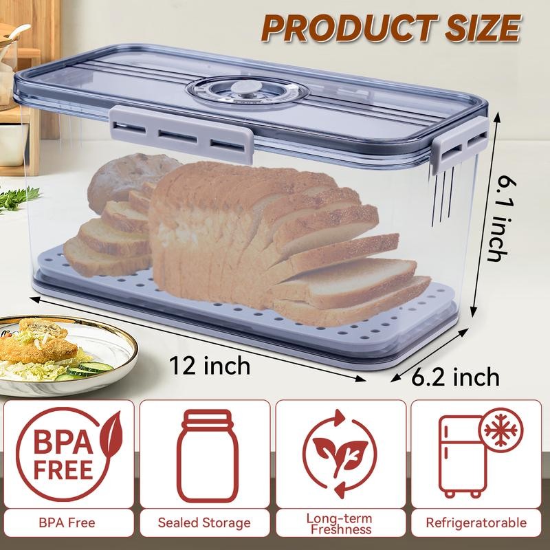 Bread Box Airtight Bread Boxes with Lid,Time Recording Bread Storage