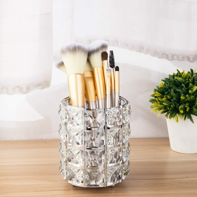 Feyarl Makeup Brush Case Brush Stand Crystal Brush Holder Cosmetic