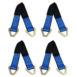 Mytee Products (4 Pack 2" x 36" Heavy Duty Tie Down Axle Straps with D-Ring and Protective Sleeve, 10,000LBS Capacity - for Car Trailer Hauler Tow Truck Wrecker Wheel Tie Down Strap