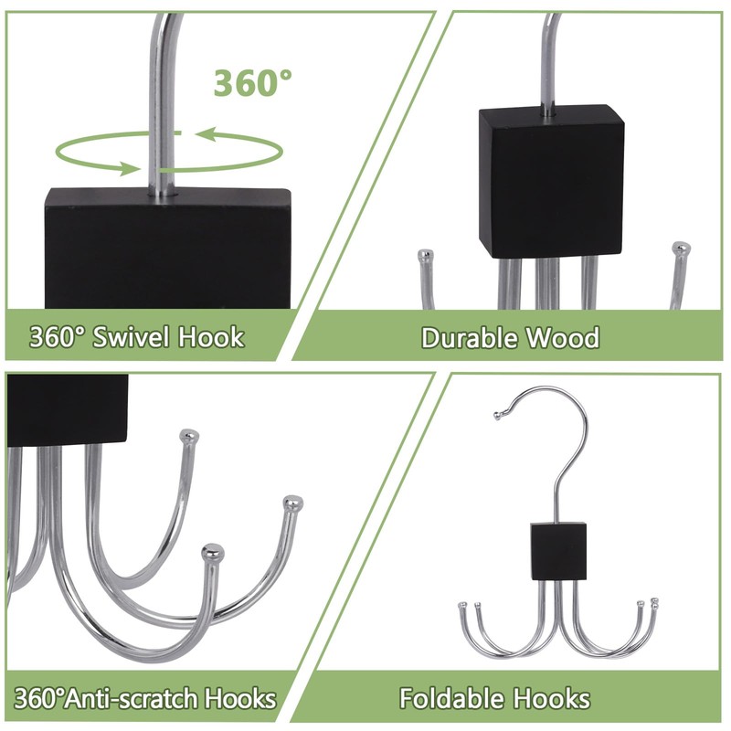 Niuoppy 360°Swivel Belt Hanger for Wardrobe, Belt Hangers for Men,
