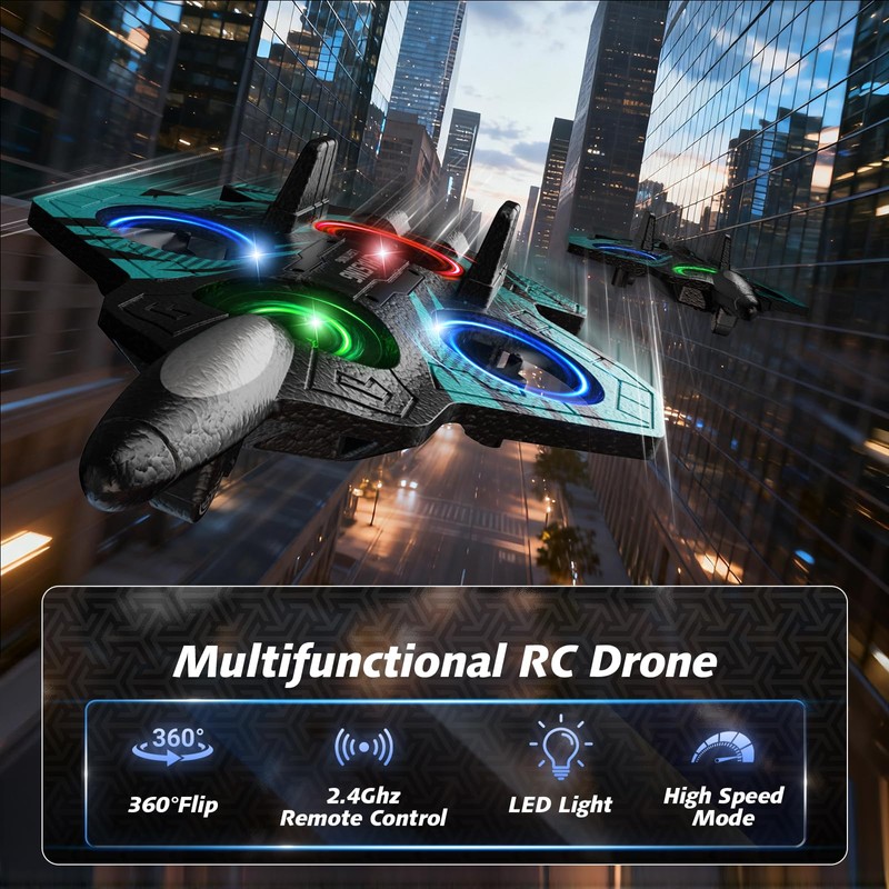 FUNPX Foam RC Airplane with Cool Led Light, 360° Flip