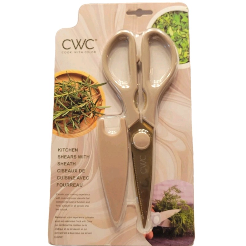 Kitchen Scissors Beige & Gold W/ Blade Protector Multi Use