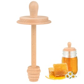 Wooden Mason Jar Honey Dippers - Honey Dipper Wooden Stick for Regular Mouth Mason Jars, Honey Spoon Mason Jar Honeycomb Lid for Regular Mouth 16 oz Mason, Ball Jars (1X Honey Dippers Standard 16OZ)