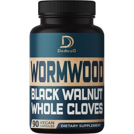 12in1 Wormwood Black Walnut Clove Capsules - Digestive, Immune, and Mood Support - 3 Month Supply - 90 Vegan Capsules