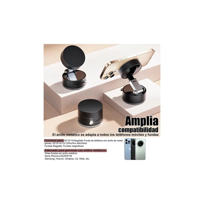 Soporte Celular Auto Magnético Qzgyoool Ventosa Ajustable Negro