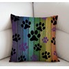 Swono Rustic Rainbow Woodgrain Black and Purple Dog Paw Cotton