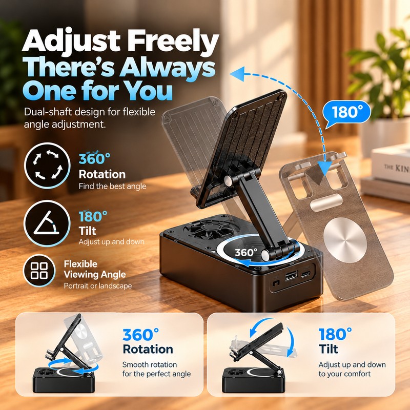 3-in-1 Bluetooth Speaker Phone Stand for Hands-Free Viewing – Adjustable