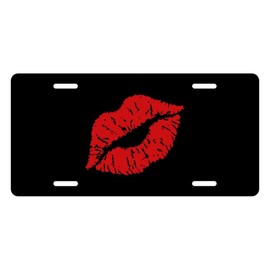 Muishi Red Lips Decorative License Plate, Vanity Tag, Metal License Plate, Aluminum Novelty License Plate Home Decor for Men/Women/Boy/Girls 6 X 12 Inch (4 Holes)