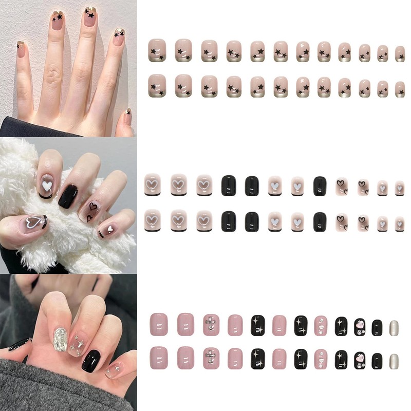 NIUANIUA Nail Tip, Short, False Nails, Cute, Round Tip, Fashion,