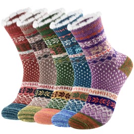 Nimalpal Wool Socks for Women - Winter Warm Wool Socks for Women, 5 Pairs Soft Cozy Knit Womens Wool Socks
