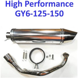 Unbranded Fits Jonway Gator 150, 150-E2,  Scooter High Performance Exhaust - Chrome