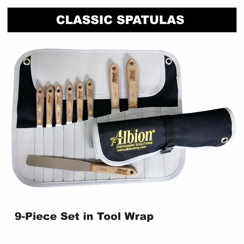 Albion Engineering 258-G01 9-Piece Classic Spatula Set in Tool Wrap