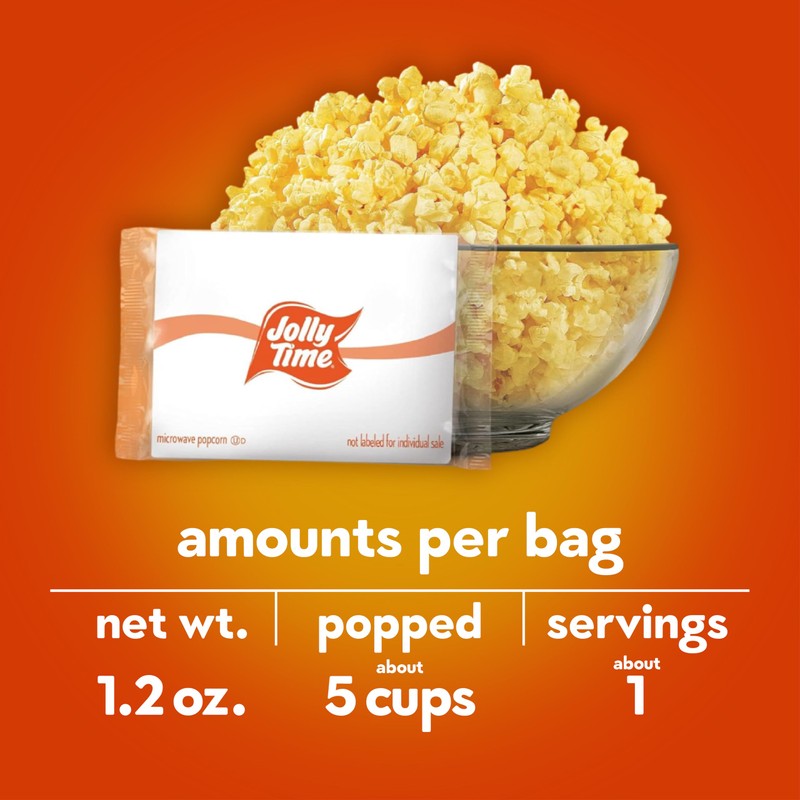 Jolly Time Healthy Pop Microwave Popcorn, 1.2oz Personal Bag, 10