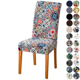 Lalluxy Stretchy Parson Chair Slipcovers for Dining Room Chair seat Covers Chair Protectors for Party Pet Protection Universal Fit Soft Polyester (Set of 6, Bohemian Style)