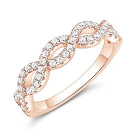 SHINYSO Wedding Bands for Women Infinity Stacking Ring Half Cubic Zirconia Eternity Engagement Ring Rose Gold Size 6