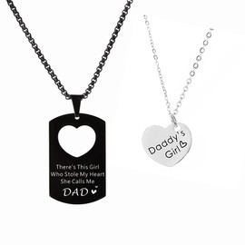 Huiuy Dad Daughter Matching Necklace Set for 2 Daddys Necklace Fathers Day Gift for Daddy from Daughter (Stole my heart ..)