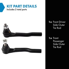 TRQ Front Outer Tie Rod Set Compatible with 2016-2022 Honda HR-V
