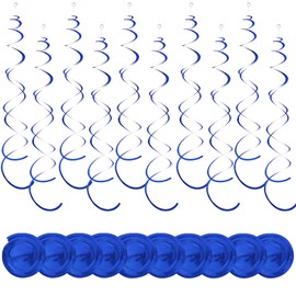 30 Pieces Blue Hanging Swirl Party Decorations - Plastic Party Streamer for Ceiling, Hanging Foil Swirls Party Supplies for Birthday Easter Baby Shower Wedding Graduation