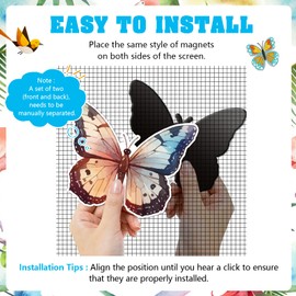 MWOOT Pack of 12 Fly Screen Magnetic Screen Door Decorative, Bee Butterflies Hummingbirds Fly Screen Window Magnet, Decorative Double-Sided Magnet for Fly Screen (6 Styles)