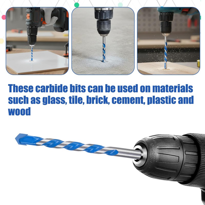 5 Piece Masonry Drill Bit Set for Concrete Tile Glass