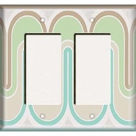 SnazzySwitch Green Retro Waves Decorative Light Switch or Outlet Cover - Double Rocker (Decora)