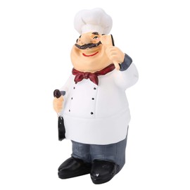 Tomotato Chef Figurine, Miniature Resin Chef Figurines Vintage Chef Statue Happy Chef Sculpture Collectible Gifts Tabletop Decor for Home Kitchen(Hold Spoon)