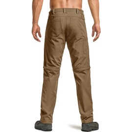 CQR Men's Convertible Cargo Tactical Pants, Water Resistant Outdoor Hiking Pants, Zip Off Lightweight Stretch Work Pants, Rocky Hazelnut, 36W x 34L