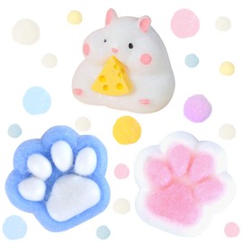 SSKHE 3 PCS Cat Paw Squishy Toys Taba Squishy Paw Toys Stress Relief for Kids and Adults Fufu Squishy Hamster Set for Anxiety Portable Taba Squishy Kit for Relaxation and Party Favors