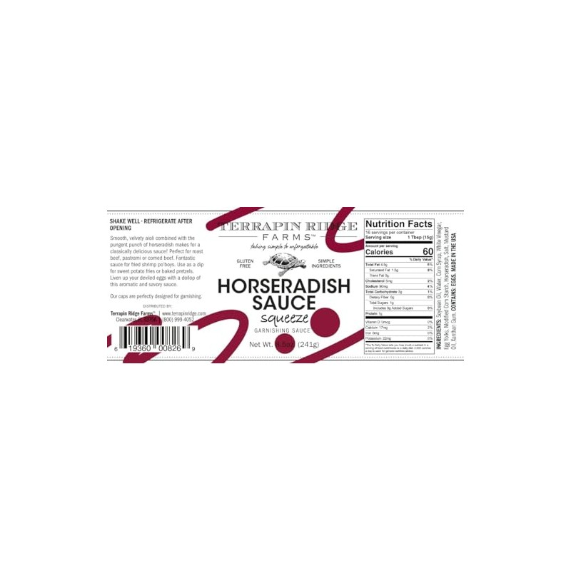 Terrapin Ridge Farms Horseradish Garnishing Sauce – One 8.5 Ounce