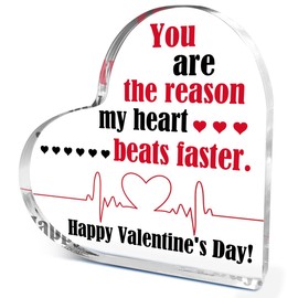 Valentines Day Gifts for Her,Romantic Gift for Women,Couples Gifts Ideas for Girlfriend,Sweet Gifts Gift for Wife Couple,You are the Reason My Heart Beats Faster Acrylic Heart Plaque Sign