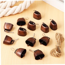 Mipcase 12Pcs Farm Animal Loud Bronze Bells Lost Cowbell with Buckles Rope for Cattle Sheep and Horses Durable Electroplated Design for Easy Identification