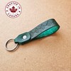 Handmade, Hand-Dyed, and Hand-Stamped Veg Tan Leather Keychain (Green)