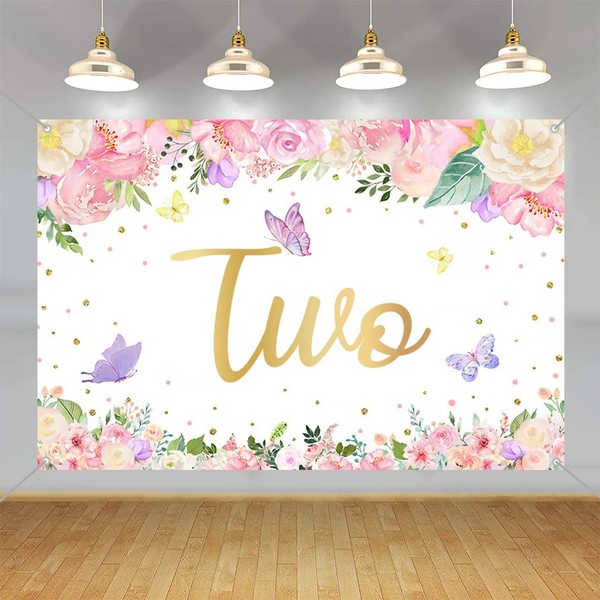 2nd Birthday Decorations for Girls Happy 2nd Birthday Backdrop Banner