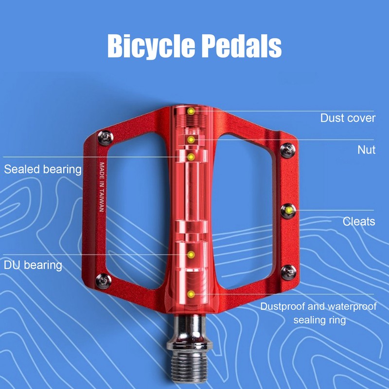 Enlee Bicycle Pedals Aluminum Alloy DU Bearing Bike Flat Pedal