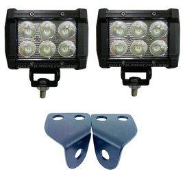 50 Caliber Racing 3" LED Pod Lights with A-Pillar Pod Light Mounting Brackets Combo Fits Polaris RZR 570, 800, 900, 900 S Trail, XP1000 Models [5047-A18-C]