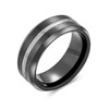Simple Black Silver Two Tone Center Couples Titanium Wedding Band