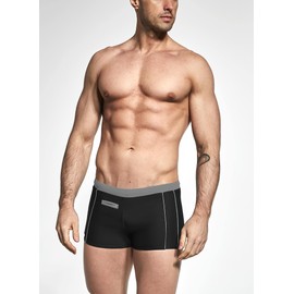 Aquarti Men's Swimming Trunks Short with Contrast Piping, 010 Black / Grey