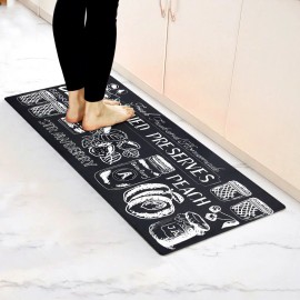 Modern Novelty Waterproof Non-Slip Kitchen Mats Rugs Heavy Duty PVC Ergonomic Comfort Foam Rug for Kitchen Cushionedsize: 19"*47.2", color: Black