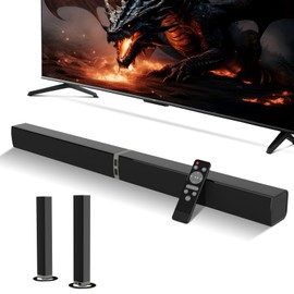 MZEIBO Sound Bar for Smart TV，80W Detachable Bluetooth Soundbar with Powerful Bass, 2-in-1 Home Theater Audio System, ARC/Optical/AUX Connectivity for TV/PC/Laptop/Game Console
