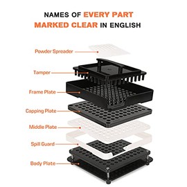 wananfu WANANFU Capsule Filling Machine Size 1 Bundle with Separated Empty Capsules Size 1 Vegetarian (200 Count), Including Detailed Instructions, Spoon and Screwdriver